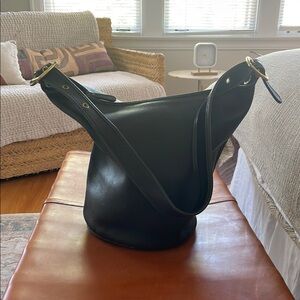 Vintage Black Leather Coach Helen Bucket Bag